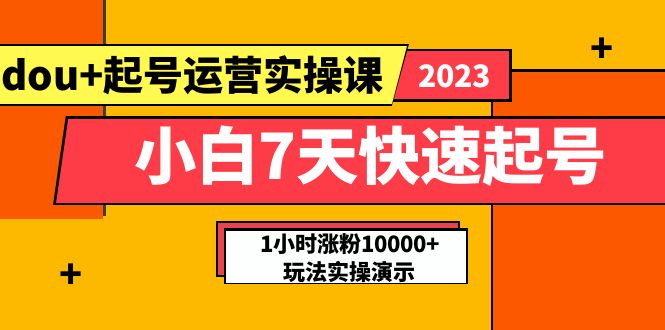 【副业项目5906期】小白7天快速起号：dou+起号运营实操课，实战1小时涨粉10000+玩法演示-行行副业