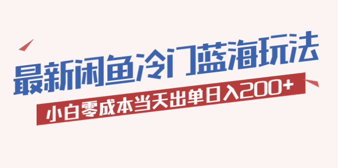【副业项目5927期】2023最新闲鱼冷门蓝海玩法，小白零成本当天出单日入200+-行行副业