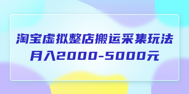 【副业项目5953期】淘宝虚拟整店搬运采集玩法分享课：月入2000-5000元（5节课）-行行副业