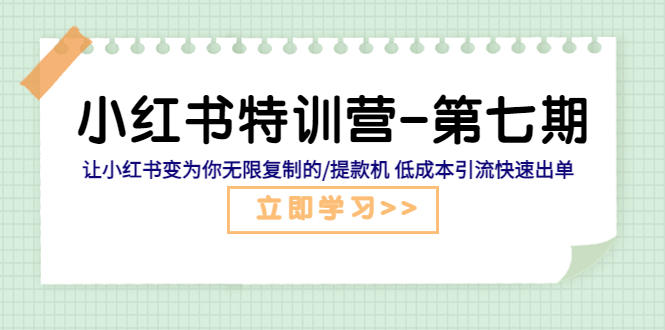 【副业项目5683期】小红书特训营-第七期 让小红书变为你无限复制的/提款机 低成本引流快速出单-行行副业