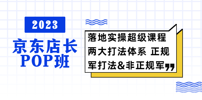 【副业项目5761期】2023京东店长·POP班 落地实操超级课程 两大打法体系 正规军&非正规军-行行副业