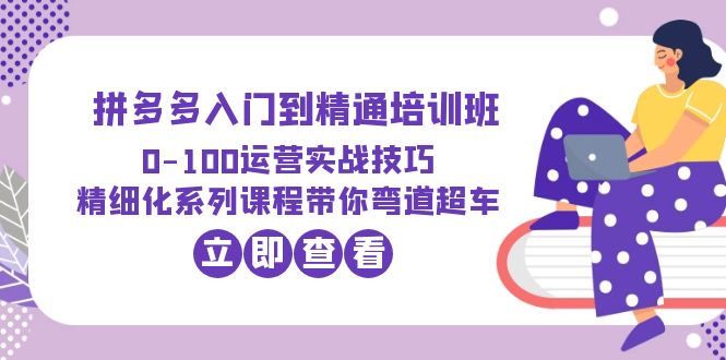 【副业项目6297期】2023拼多多入门到精通培训班：0-100运营实战技巧 精细化系列课带你弯道超车-行行副业