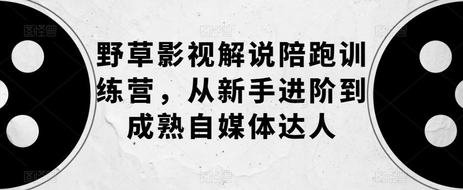 【副业项目6152期】野草影视解说陪跑训练营，从新手进阶到成熟自媒体达人-行行副业