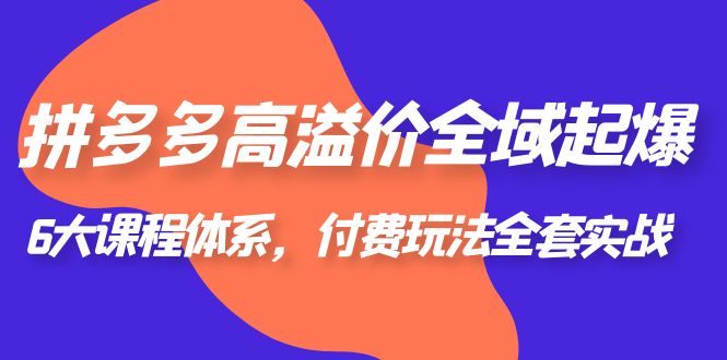 【副业项目6362期】拼多多-高溢价 全域 起爆，6大课程体系，付费玩法全套实战！-行行副业