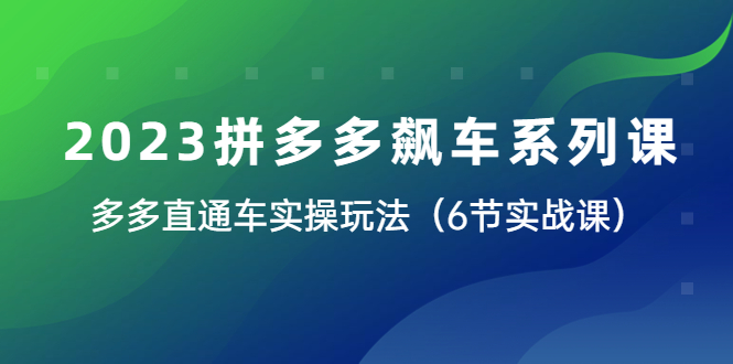 【副业项目6041期】2023拼多多飙车系列课，多多直通车实操玩法（6节实战课）-行行副业