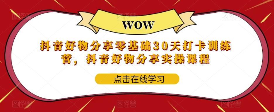 【副业项目6003期】抖音好物分享0基础30天-打卡特训营，抖音好物分享实操课程-行行副业