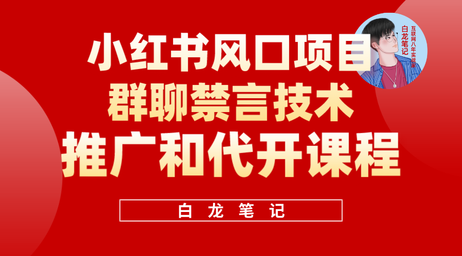 【副业项目5991期】小红书风口项目日入300+，小红书群聊禁言技术代开项目，适合新手操作-行行副业