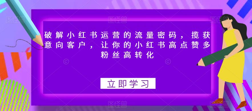 【副业项目6608期】破解小红书运营的流量密码，揽获意向客户，让你的小红书高点赞多粉丝高转化-行行副业