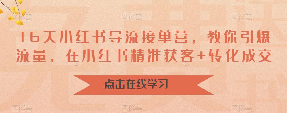 【副业项目6664期】16天-小红书 导流接单营，教你引爆流量，在小红书精准获客+转化成交-行行副业