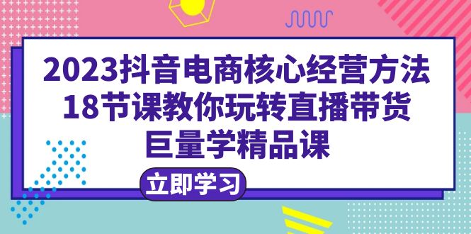 【副业项目6377期】2023抖音电商核心经营方法：18节课教你玩转直播带货，巨量学精品课-行行副业