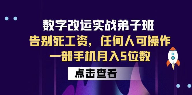 【副业项目6430期】数字 改运实战弟子班：告别死工资，任何人可操作，一部手机月入5位数-行行副业