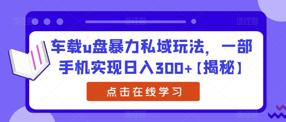 【副业项目6441期】车载u盘暴力私域玩法，一部手机实现日入300+【揭秘】-行行副业