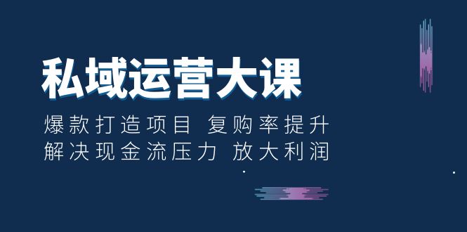 【副业项目6574期】私域运营大课：爆款打造项目 复购率提升 解决现金流压力 放大利润-行行副业