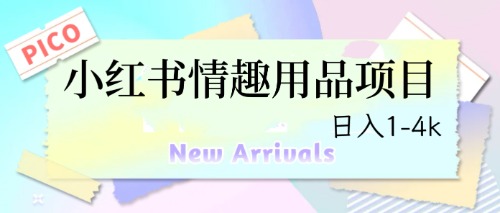 【副业项目6712期】最新小红书情趣用品项目，日入1-4k-行行副业