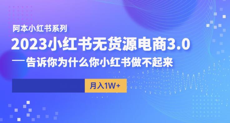 【副业项目6506期】阿本小红书无货源电商3.0，告诉你为什么你小红书做不起来-行行副业