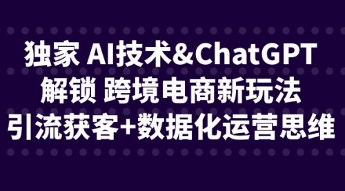 【副业项目6780期】独家 AI技术&ChatGPT解锁 跨境电商新玩法，引流获客+数据化运营思维-行行副业