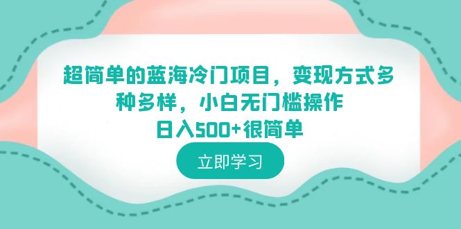 【副业项目6524期】超简单的蓝海冷门项目，变现方式多种多样，小白无门槛操作日入500+很简单-行行副业