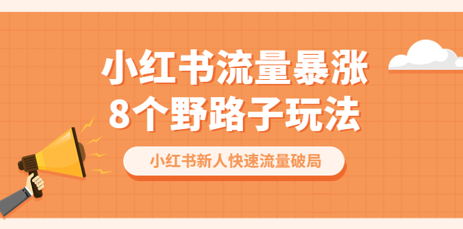 【副业项目6600期】小红书流量-暴涨8个野路子玩法：小红书新人快速流量破局（8节课）-行行副业