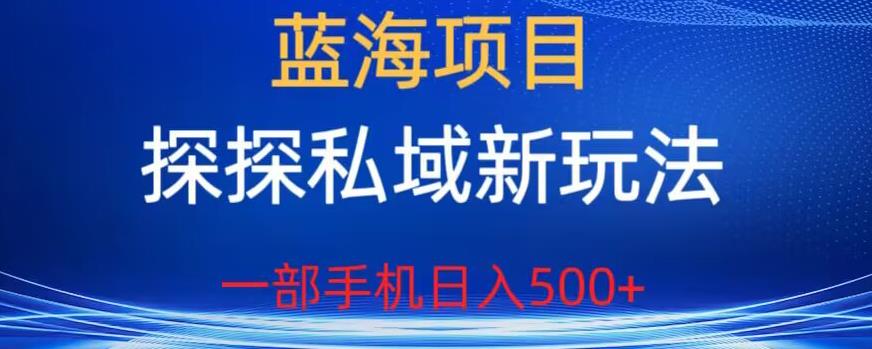 【副业项目6894期】蓝海项目，探探私域新玩法，一部手机日入500+很轻松【揭秘】-行行副业