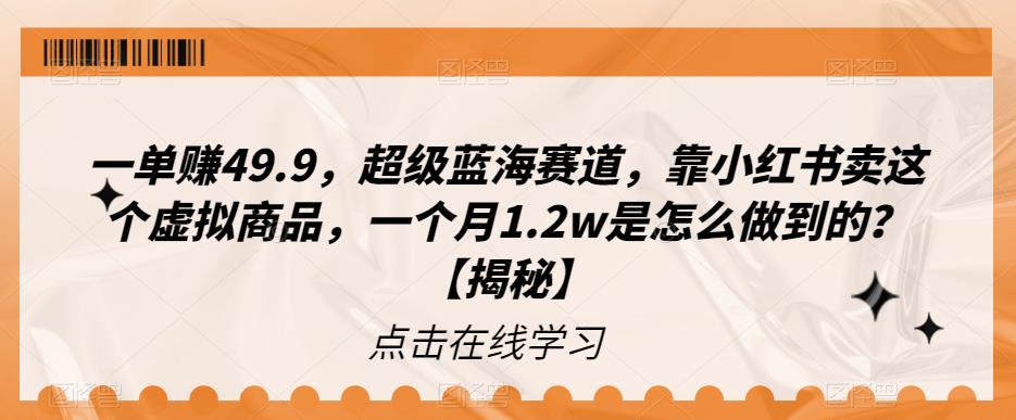 【副业项目6899期】一单赚49.9，超级蓝海赛道，靠小红书卖这个虚拟商品，一个月1.2w是怎么做到的？【揭秘】-行行副业