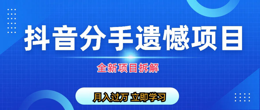 【副业项目6911期】自媒体抖音分手遗憾项目私域项目拆解-行行副业