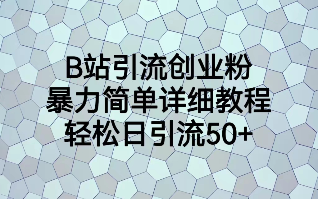 【副业项目6915期】B站引流创业粉，暴力简单详细教程，轻松日引流50+-行行副业