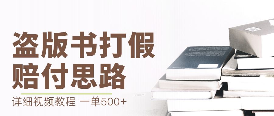 【副业项目6978期】最新盗版书赔付打假项目，一单利润500+【详细玩法视频教程】-行行副业