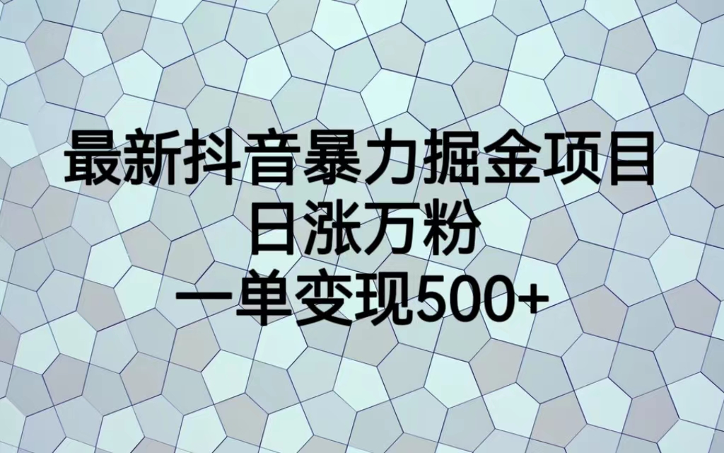 【副业项目6939期】最新抖音暴力掘金项目，日涨万粉，一单变现500+-行行副业