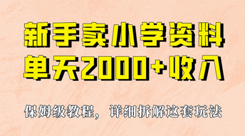 【副业项目7100期】卖小学资料，实现单天2000+，实操项目，保姆级教程+资料+工具-行行副业