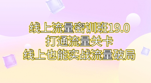 【副业项目7131期】线上流量密训班19.0，打通流量关卡，线上也能实战流量破局-行行副业
