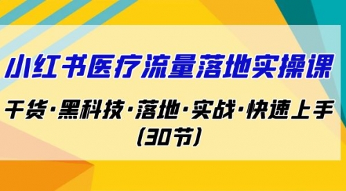 【副业项目7162期】小红书·医疗流量落地实操课，干货·黑科技·落地-行行副业