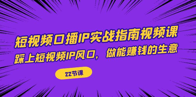 【副业项目7343期】短视频口播IP实战指南视频课，踩上短视频IP风口，做能赚钱的生意（22节课）-行行副业