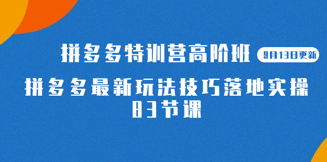 【副业项目7470期】2023拼多多·特训营高阶班【9月13日更新】拼多多最新玩法技巧落地实操-83节-行行副业