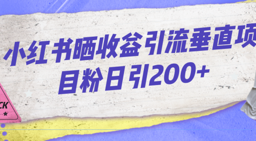 【副业项目7194期】小红书晒收益图引流垂直项目粉日引200+-行行副业