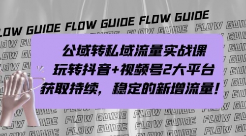 【副业项目7222期】公域转私域流量实战课，玩转抖音+视频号2大平台，获取持续，稳定的新增流量-行行副业