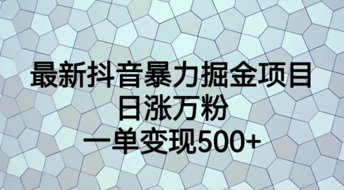 【副业项目7237期】抖音暴力掘金项目，日涨万粉，多种变现方式，一单变现可达500+-行行副业