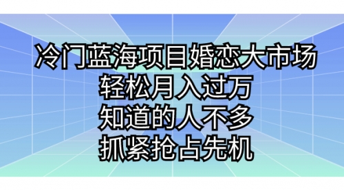 【副业项目7246期】冷门蓝海项目婚恋大市场，轻松月入过万-行行副业