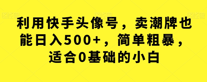 【副业项目7527期】利用快手头像号，卖潮牌也能日入500+，简单粗暴，适合0基础的小白【揭秘】-行行副业