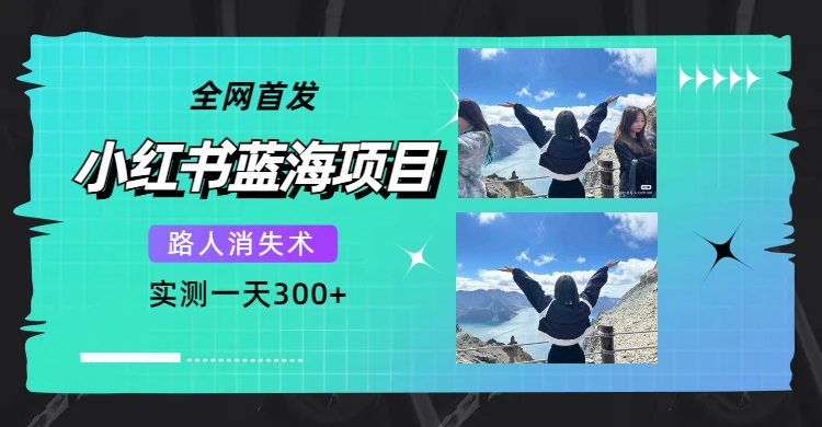 【副业项目7750期】全网首发，小红书蓝海项目，路人消失术，实测一天300+（教程+工具）-行行副业