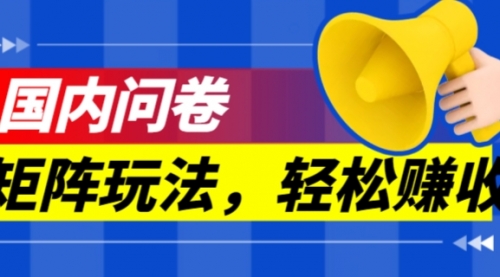 【副业项目7605期】保姆级教程，国内问卷矩阵玩法，轻松赚收益-行行副业