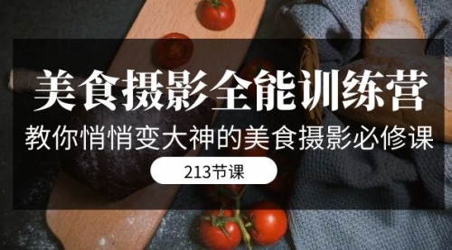 【副业项目7634期】美食摄影-全能特训营，教你悄悄变大神的美食摄影必修课（8套课程-213节）-行行副业