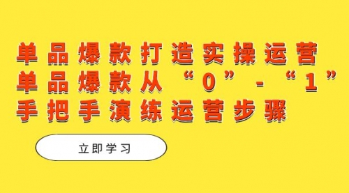 【副业项目7711期】单品爆款打造实操运营，单品爆款从“0”-“1”手把手演练运营步骤-行行副业