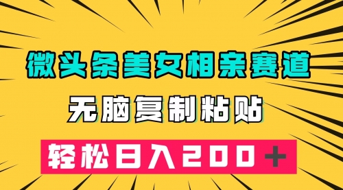 【副业项目7873期】微头条冷门美女相亲赛道，无脑复制粘贴，轻松日入200-行行副业