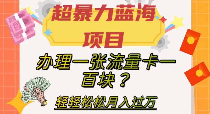 【副业项目8024期】超暴力蓝海项目，办理一张流量卡一百块？轻轻松松月入过万，保姆级教程【揭秘】-行行副业
