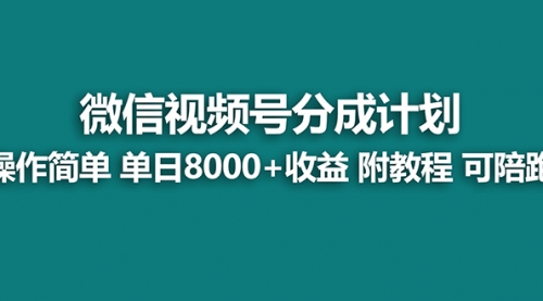 【副业项目8166期】视频号分成计划，单天收益8000+，附玩法教程！可陪跑-行行副业