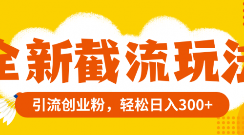 【副业项目8262期】全新截流玩法，精准引流创业粉，轻松日入300+-行行副业