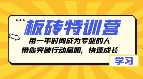 【副业项目8289期】板砖特训营，用一年时间成为专业的人，带你突破行动局限，快速成长-行行副业