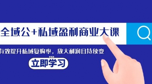 【副业项目8291期】全域公+私域盈利商业大课，有效提升私域复购率，放大利润且持续变现-行行副业