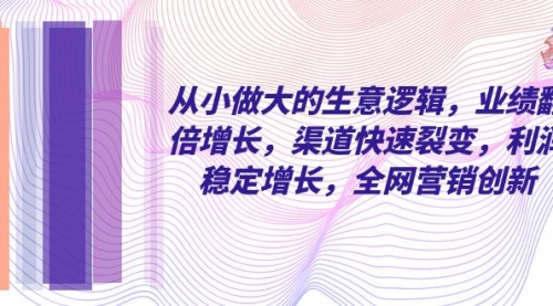 【副业项目8292期】从小做大的生意逻辑，业绩翻倍增长，渠道快速裂变，利润稳定增长-行行副业