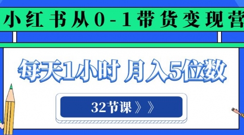 【副业项目8315期】小红书 0-1带货变现营，每天1小时，轻松月入5位数（32节课）-行行副业